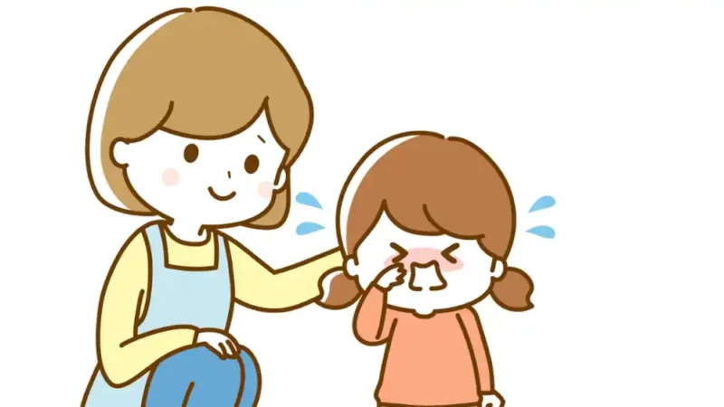泣く子ども、保育士